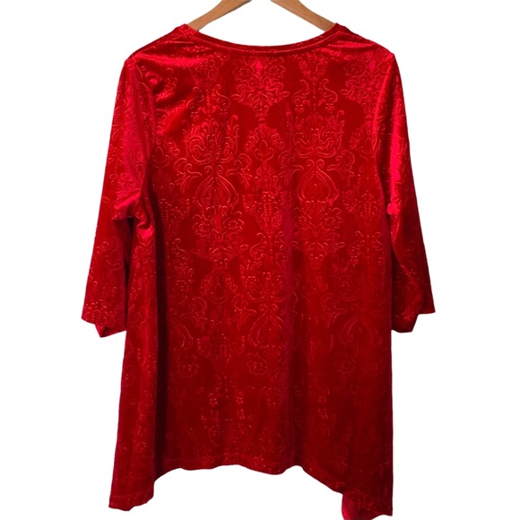 Catherines Embossed Tunic Blouse Women’s 14/16 W Petite Red - Picture 2 of 5